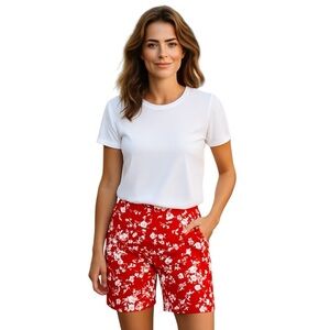 Michael Kors Orange Burnt Red Floral Print Shorts